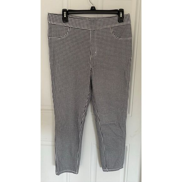 Time and Tru black and white checkered pull-on Capri jeggings size large - Picture 1 of 8